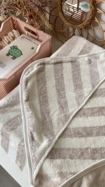 Cape de bain bébé Beige & Ecru