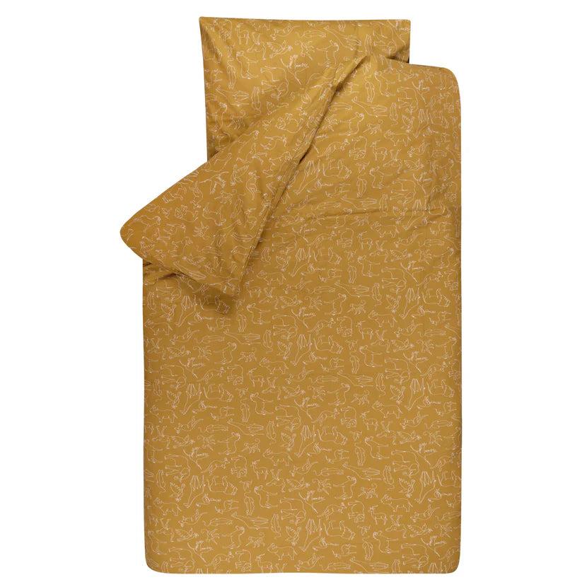 Housse de couette + taie Elie jaune moutarde