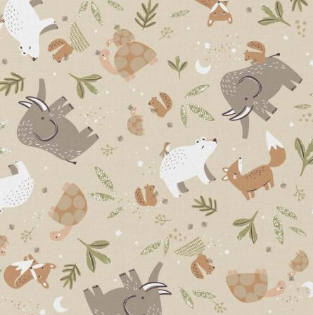Housse de couette enfant animaux beige