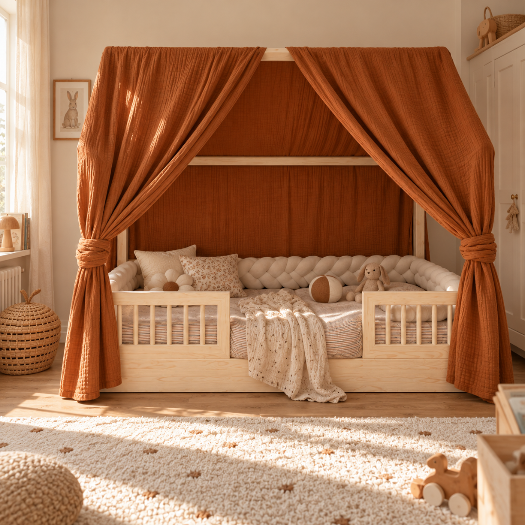 Set van 2 mintgroene luifels voor cabinebedden
