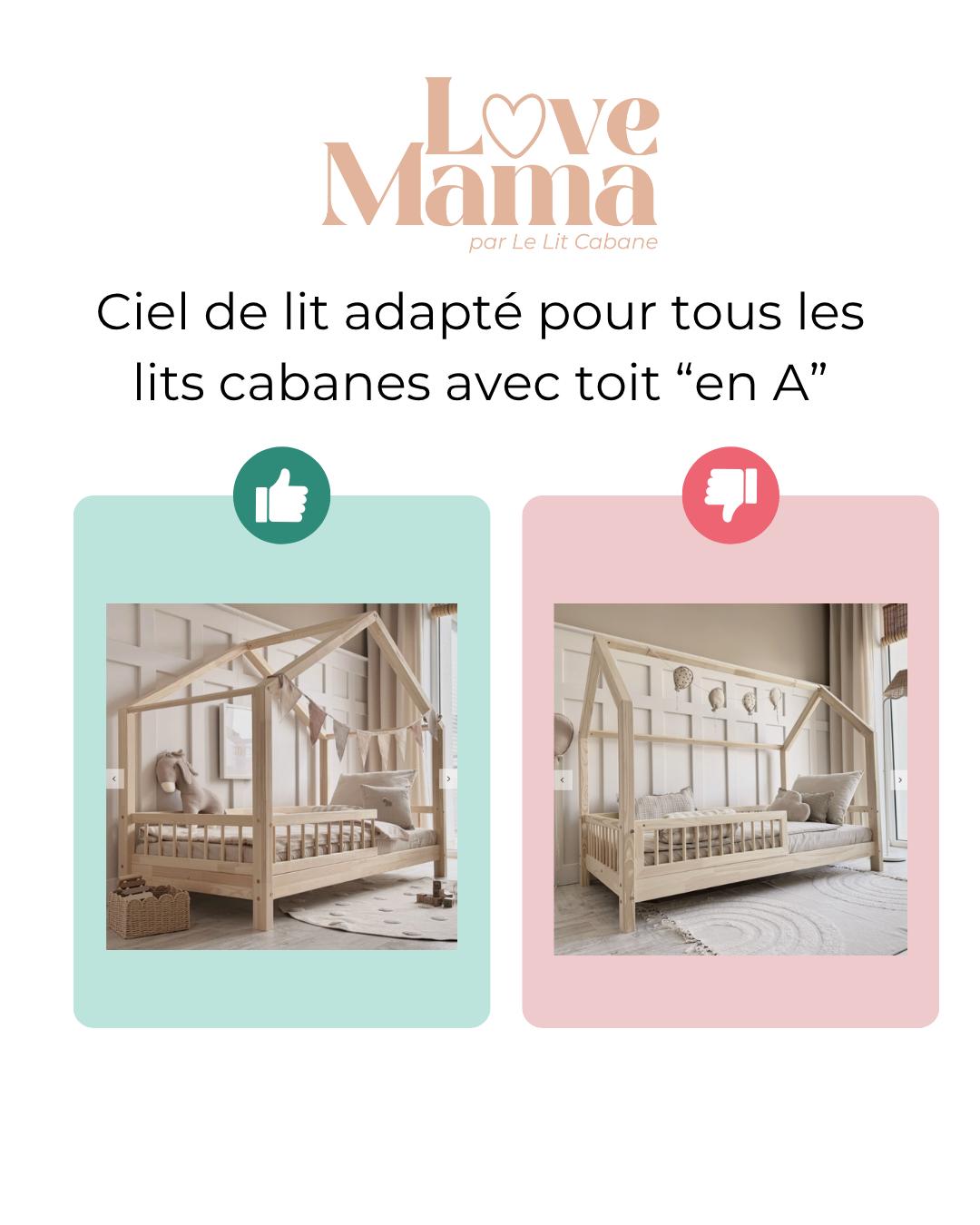 Ciel de lit cabane Ecru pois dorés en stock