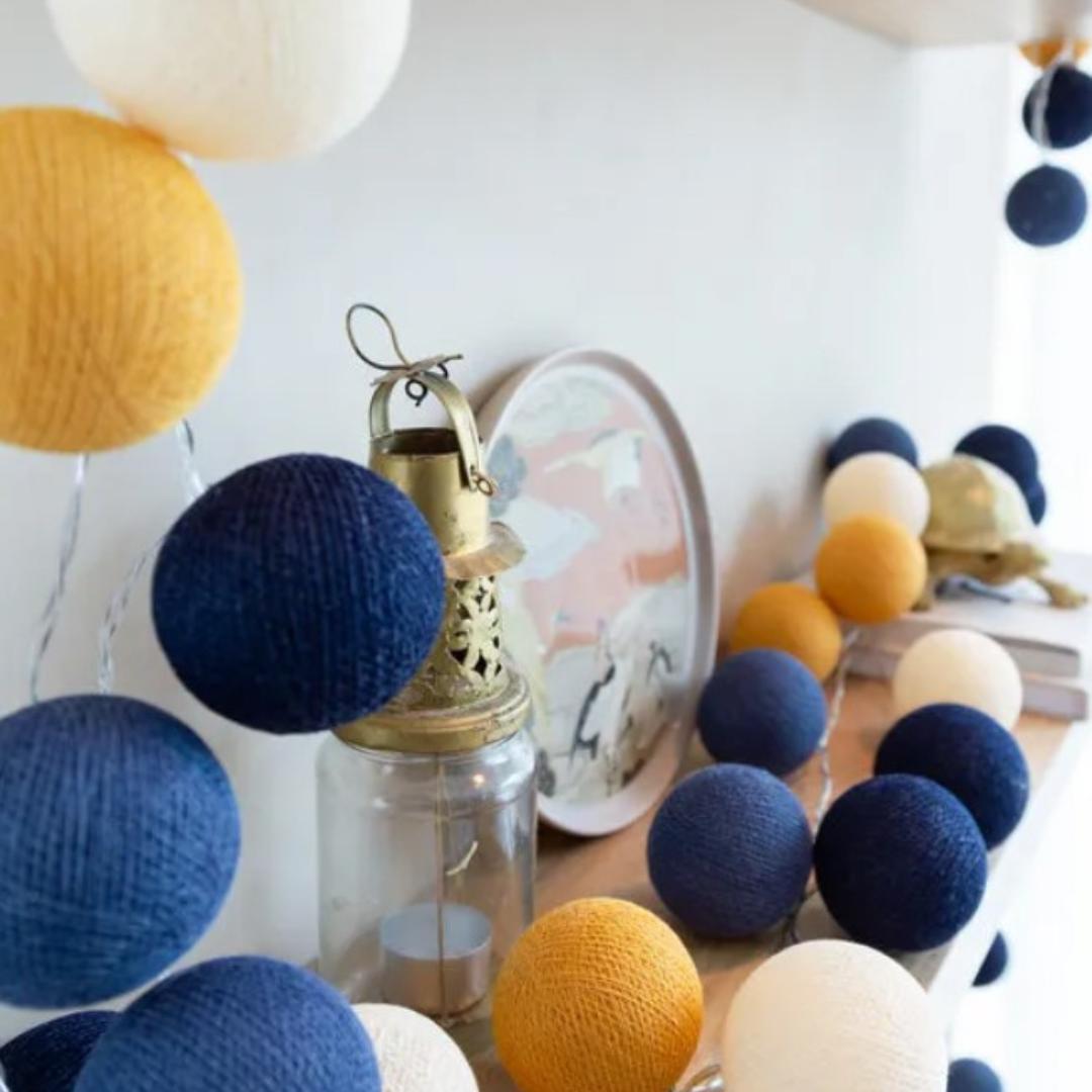Guirlande lumineuse LED - Bleu & Jaune moutarde