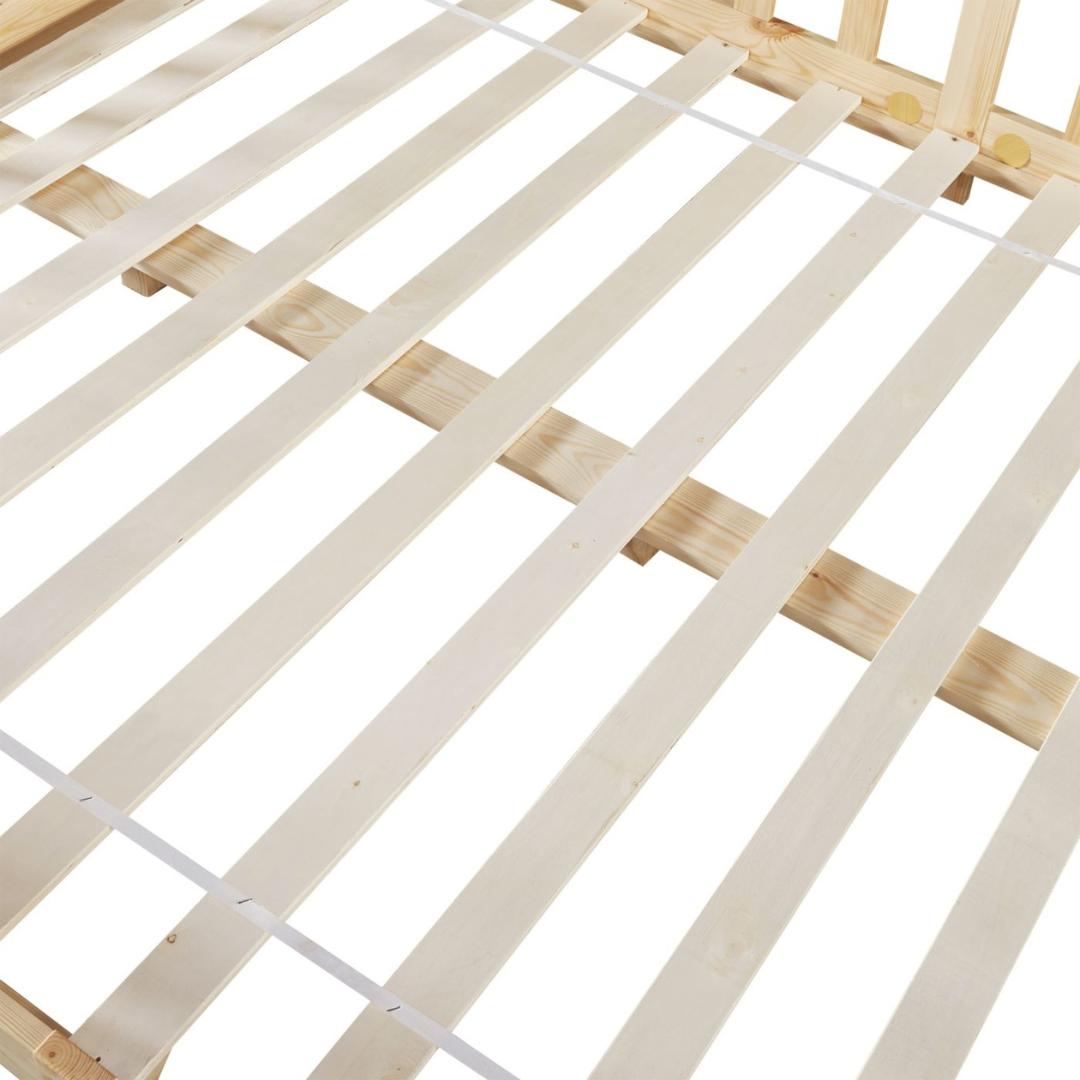 Lit cabane avec barrière 90x200cm Bois naturel