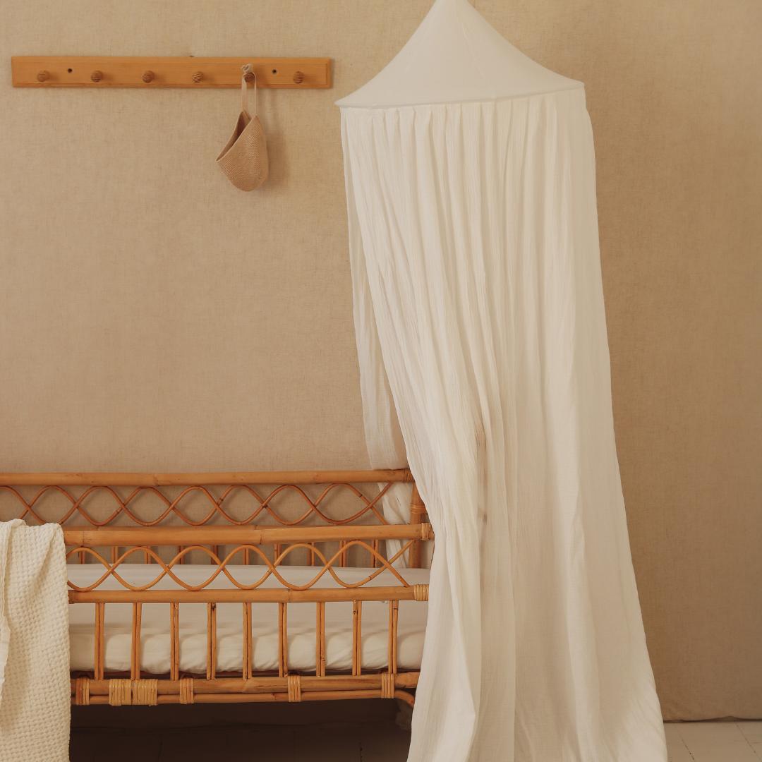 Ciel de lit bébé Blanc - Fait main
