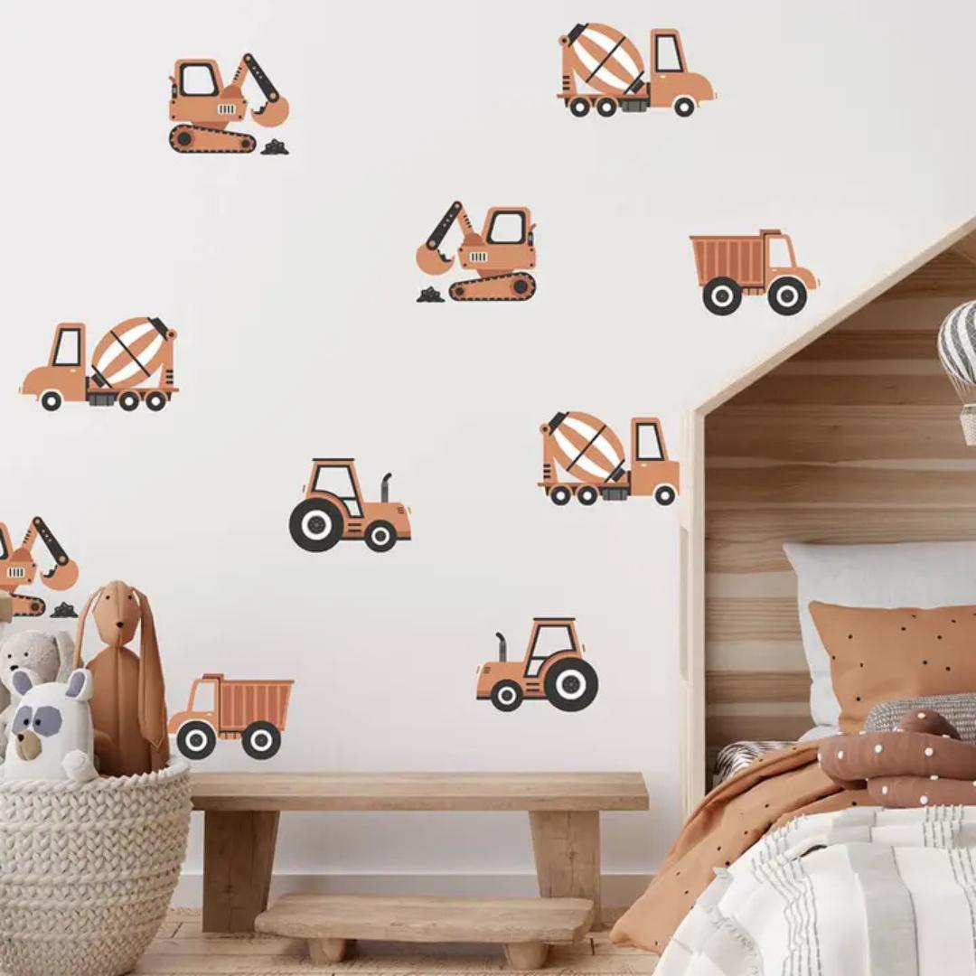 Sticker Tracteur & Pelleteuse Terracotta