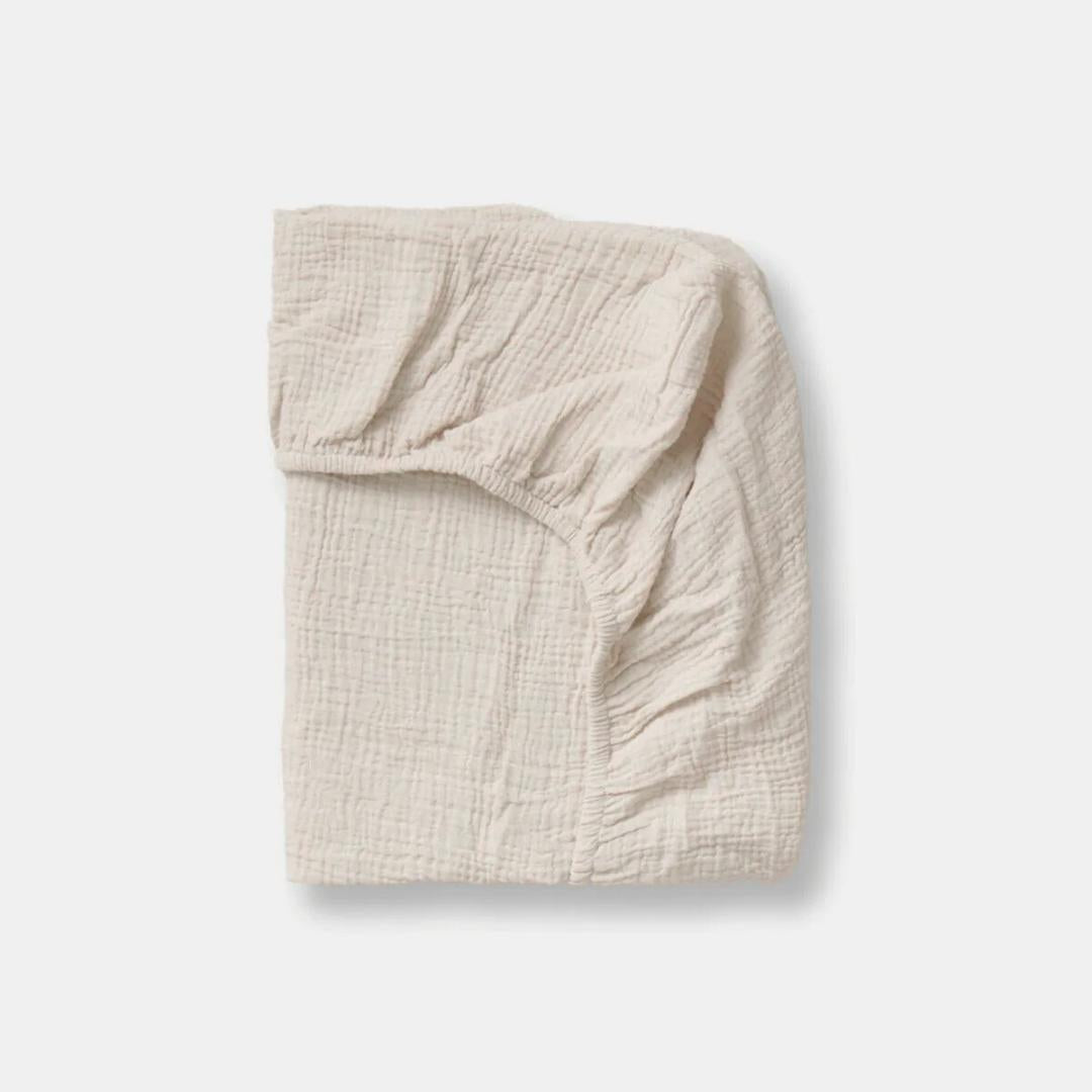Drap housse double gaze coton BIO - Beige