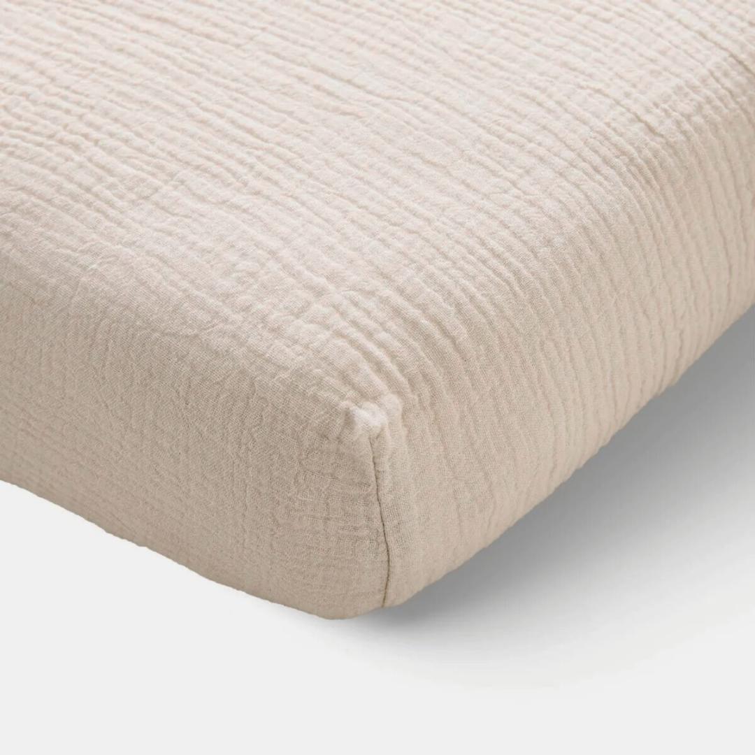 Drap housse double gaze coton BIO - Beige