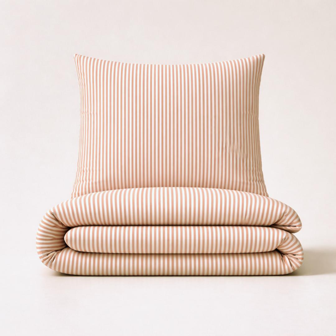 Housse de couette enfant rayures Camel