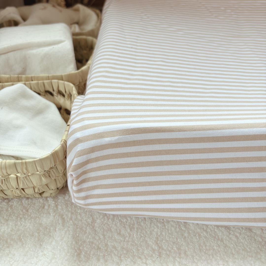 Housse matelas à langer rayures beige
