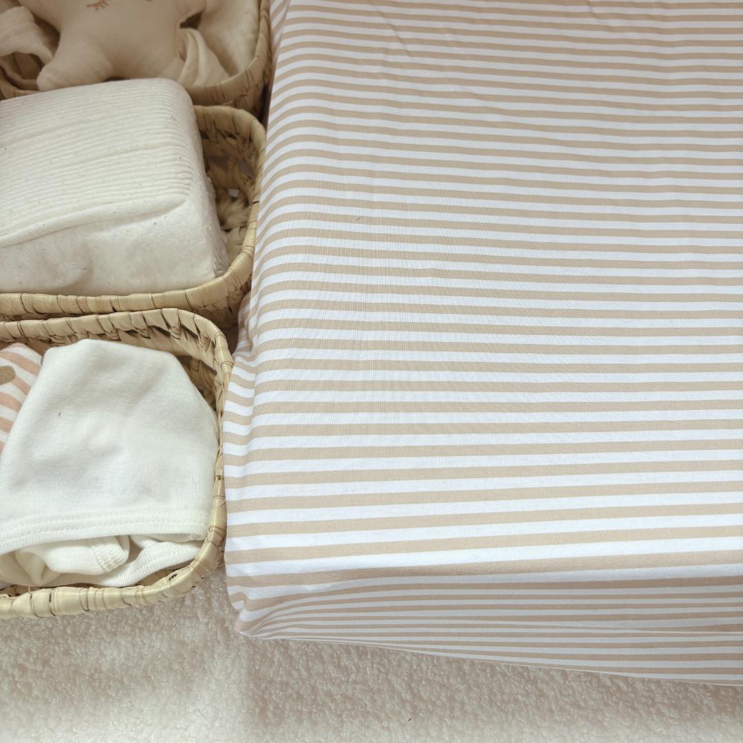 Housse matelas à langer rayures beige