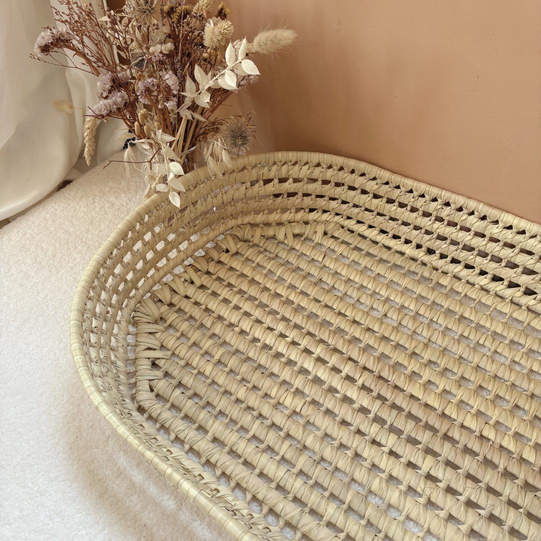 Panier à langer + matelas + housse leopard beige