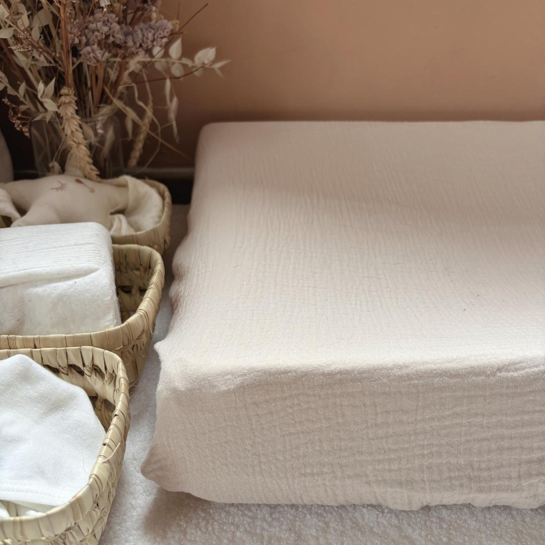 Housse matelas à langer Double gaze BIO Beige