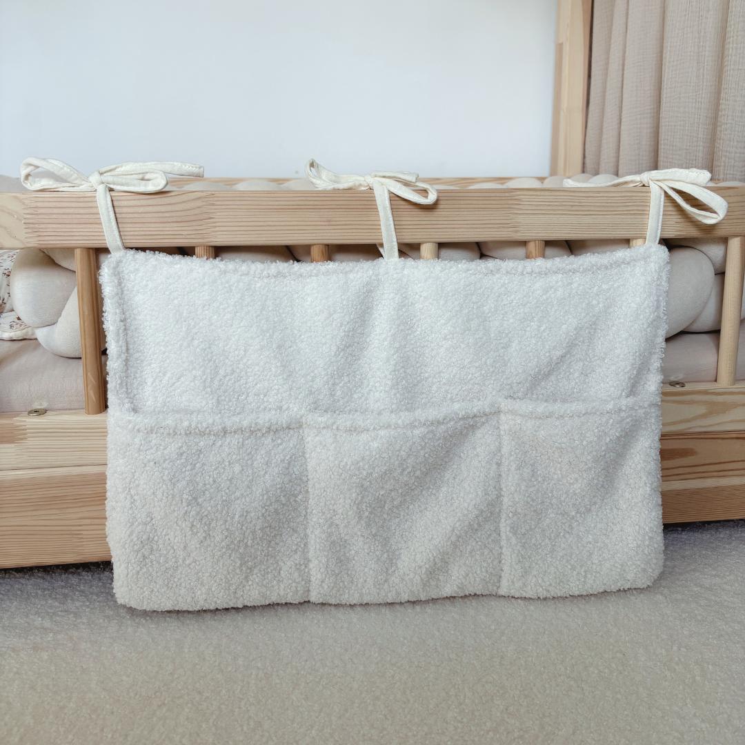 Pochette de rangement lit - Tissu bouclette écru