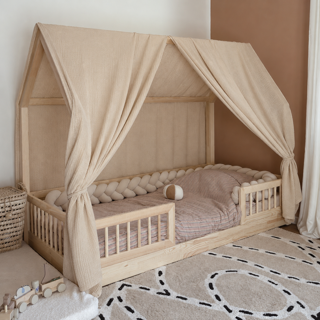 Set van 2 beige hemelbedden voor cabinebedden