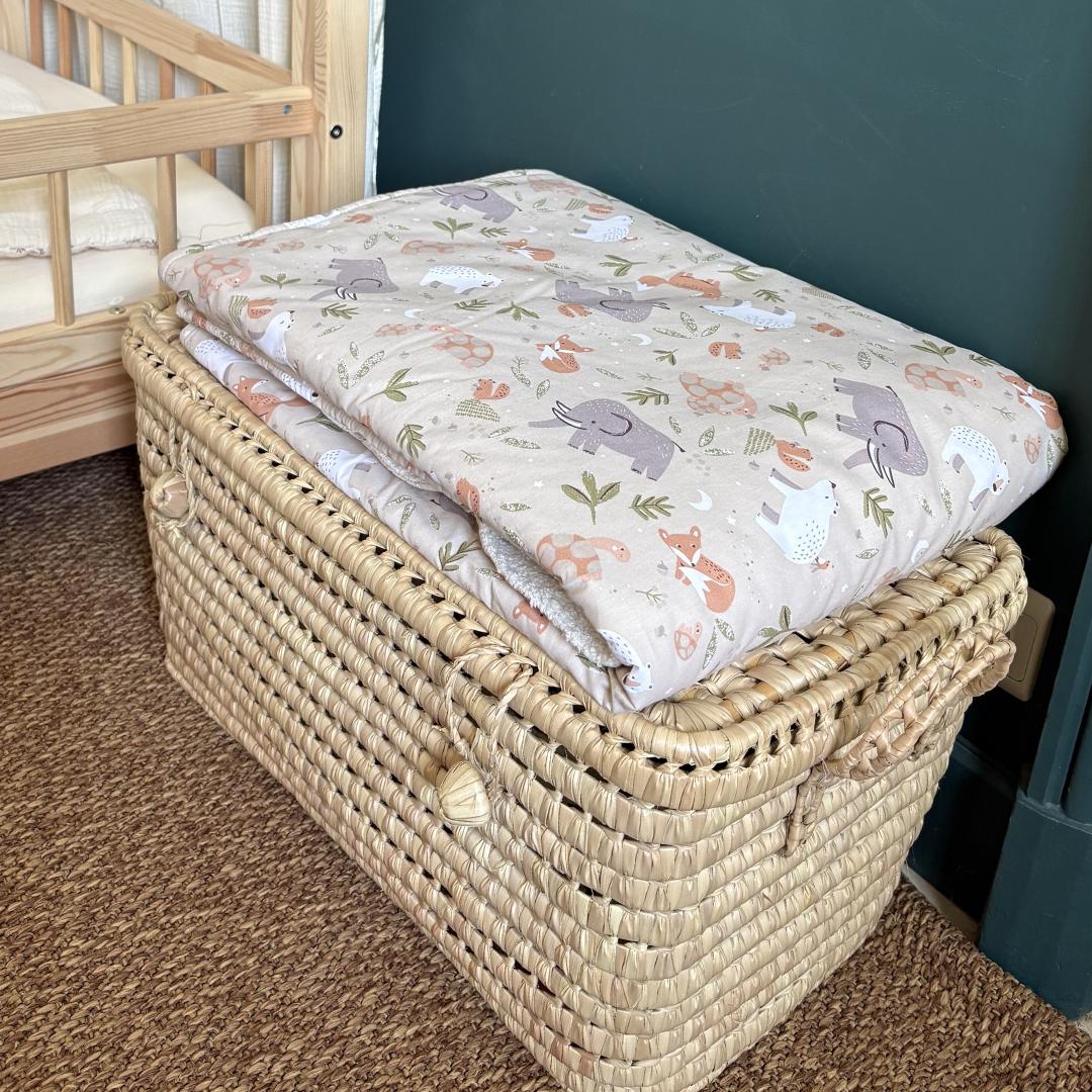 Couverture enfant animaux beige