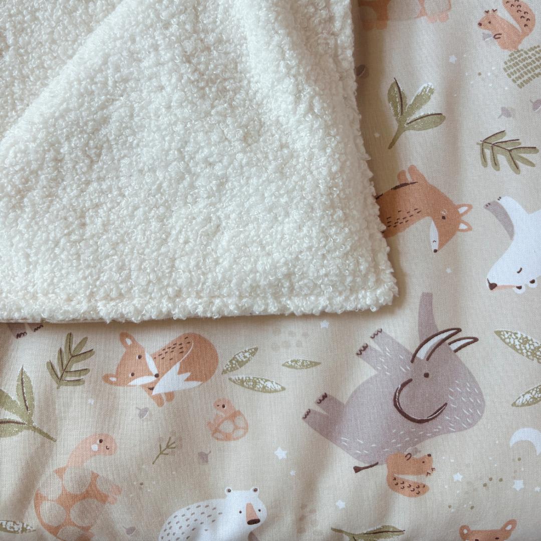 Couverture enfant animaux beige