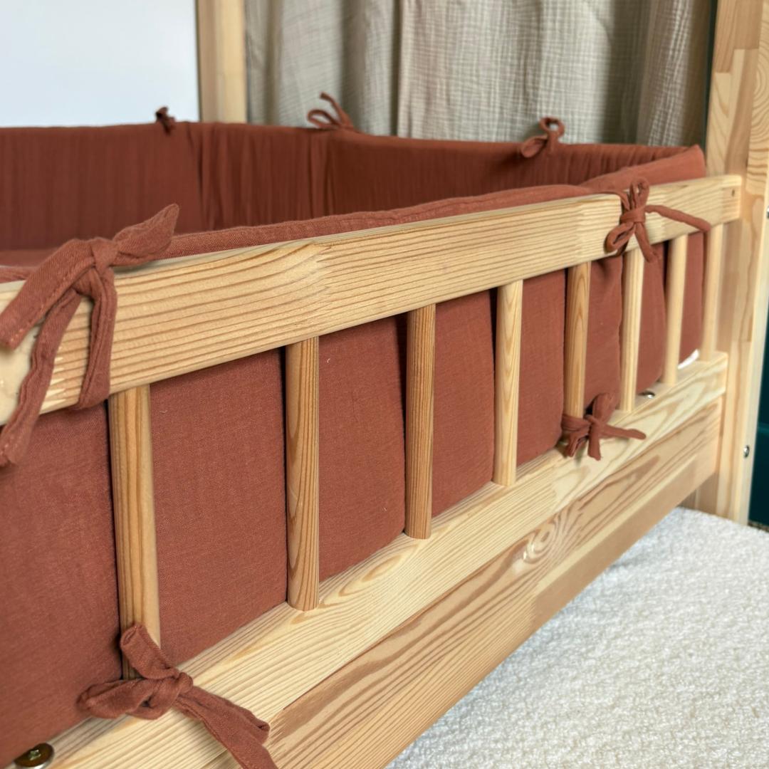 Dubbelgaas cabinebedbumper terracotta gouden stippen