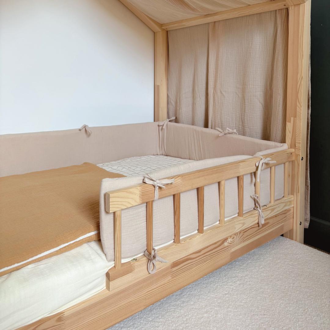 Tour de lit cabane double gaze Beige