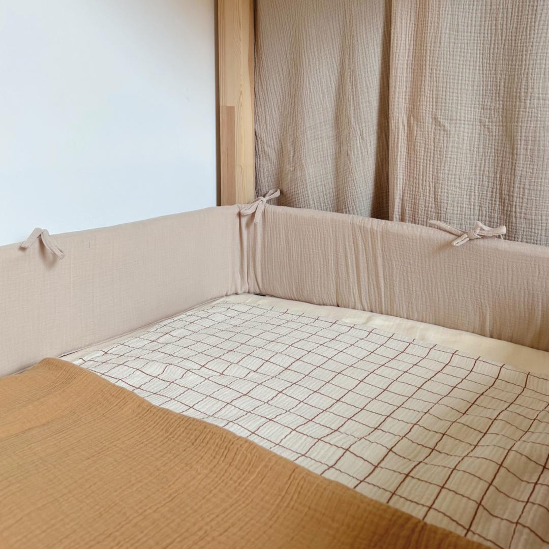 Tour de lit cabane double gaze Beige