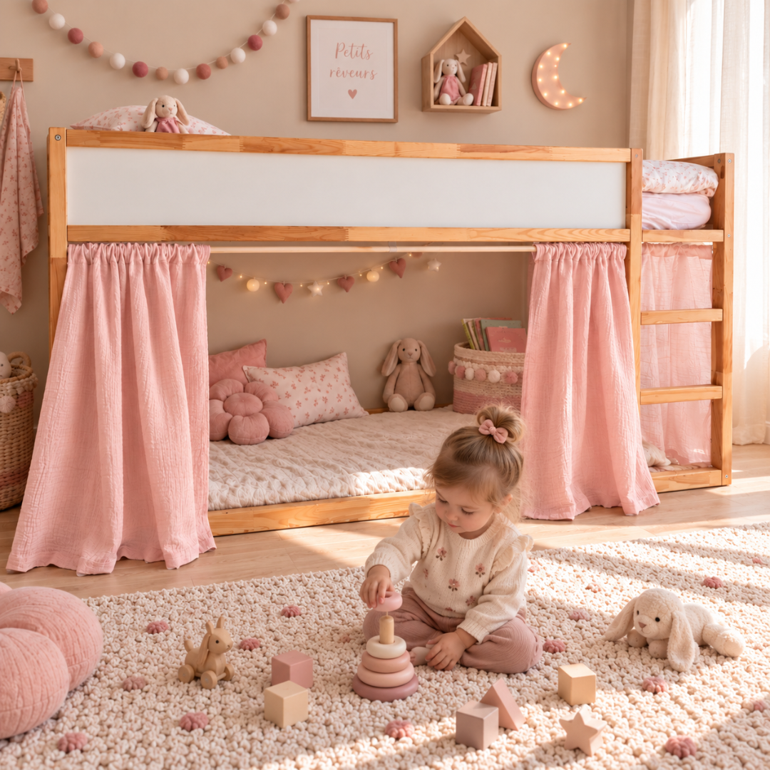 IKEA Kura bed katoenen mousseline gordijn - Ecru