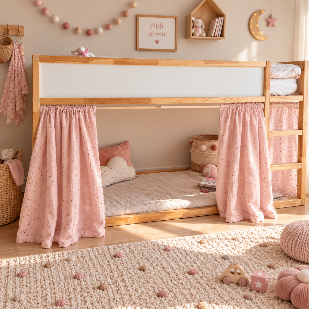 IKEA Kura Bed katoenen mousseline gordijn - Eucalyptusgroen