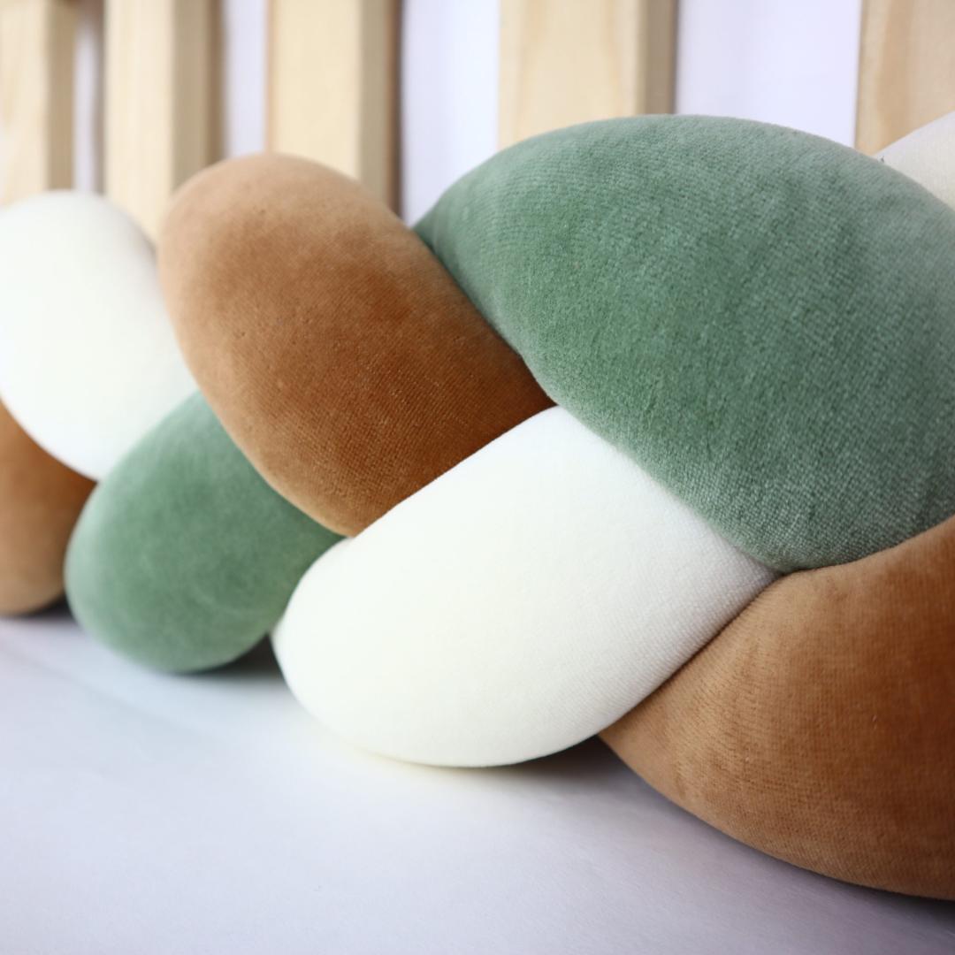 Tresse de lit écru camel & vert 340cm
