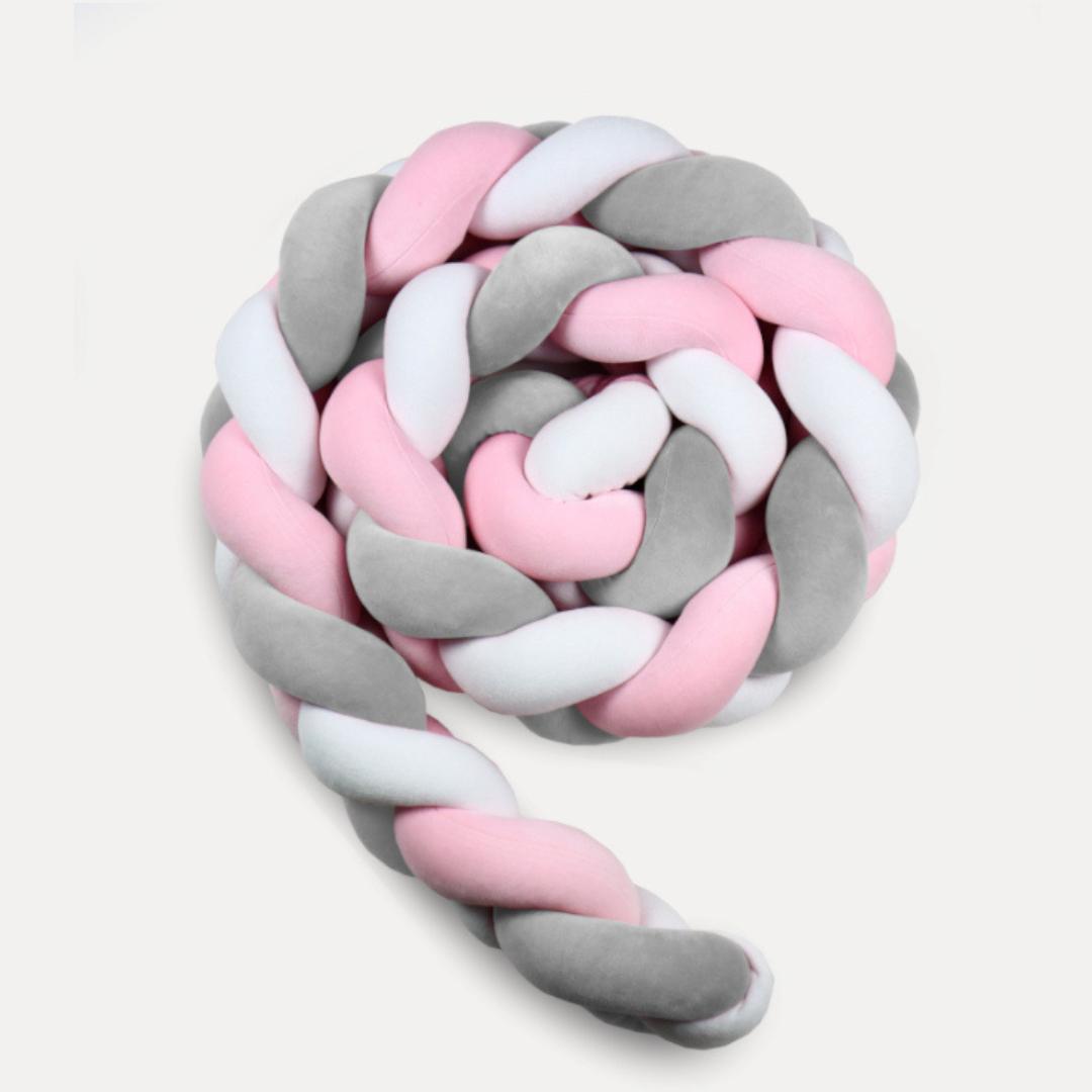 Tresse de lit rose gris & blanc 340cm