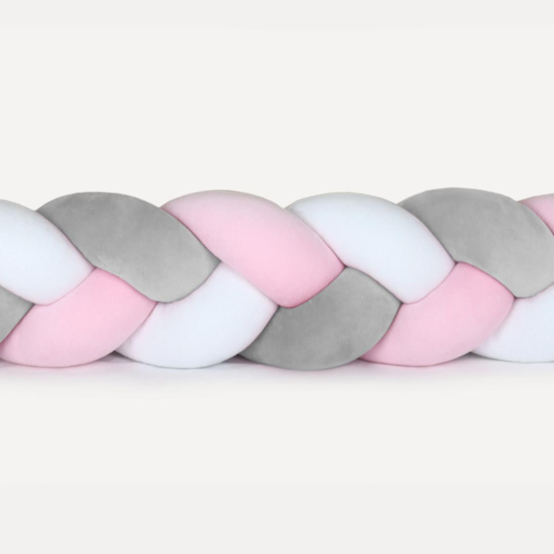 Tresse de lit rose gris & blanc 180cm