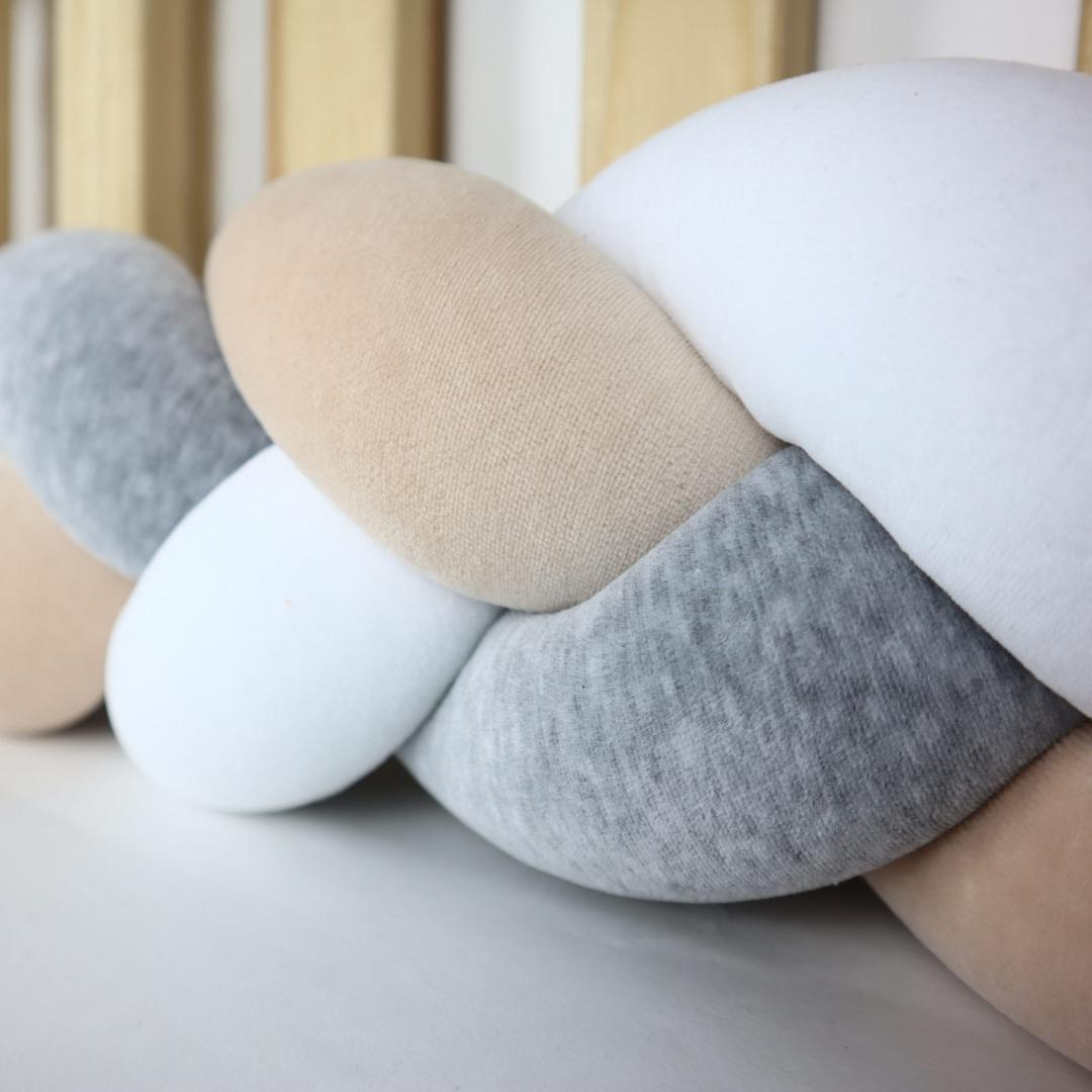 Tresse de lit beige blanc & gris 200cm