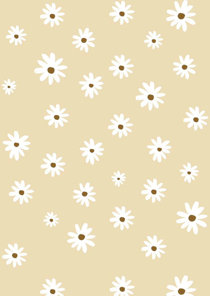 Papier peint chambre enfant Marguerites - Jaune & Blanc