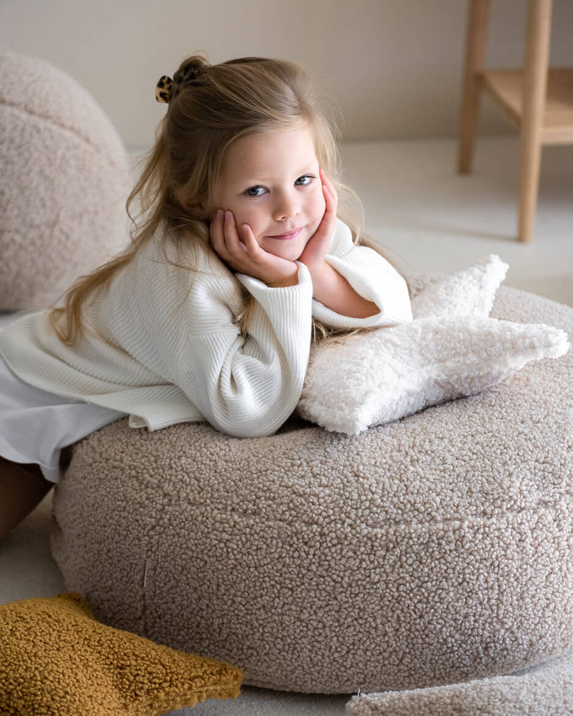 Coussin étoile bouclette Blanc