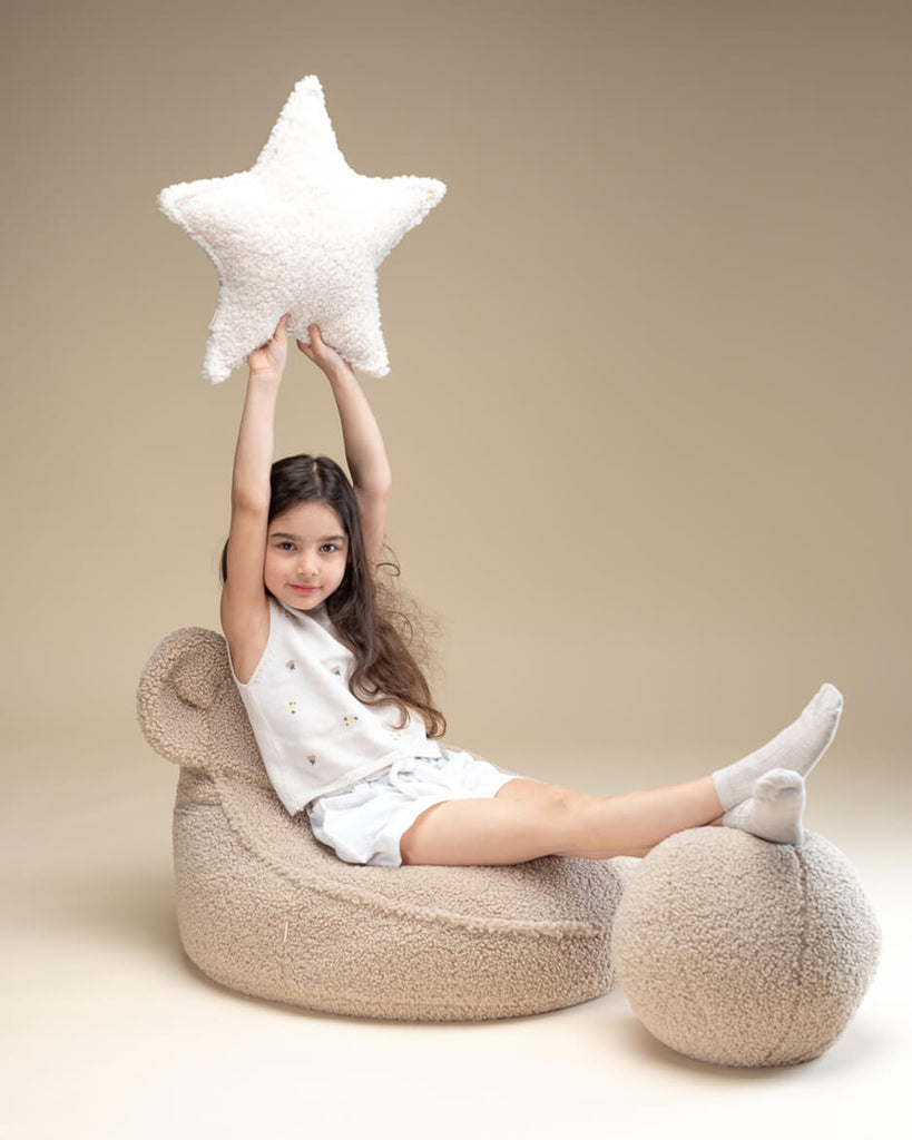 Coussin étoile bouclette Blanc