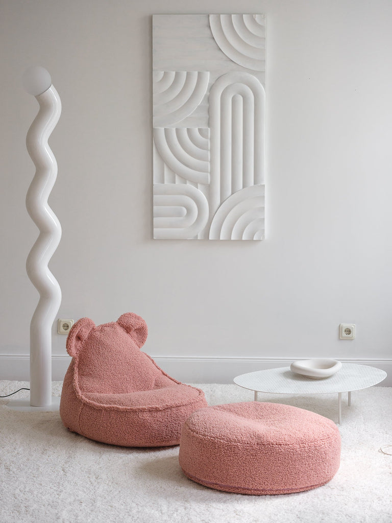 Pouf enfant Teddy bouclette Rose