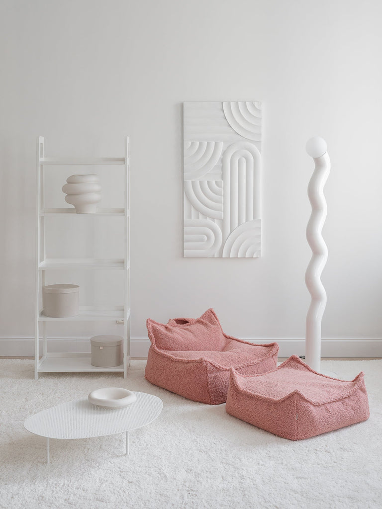 Pouf enfant Teddy bouclette Rose