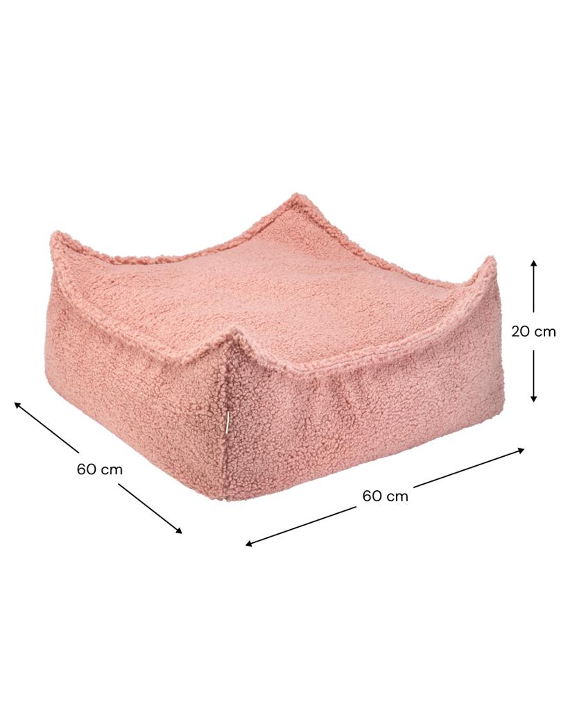Pouf enfant Teddy bouclette Rose