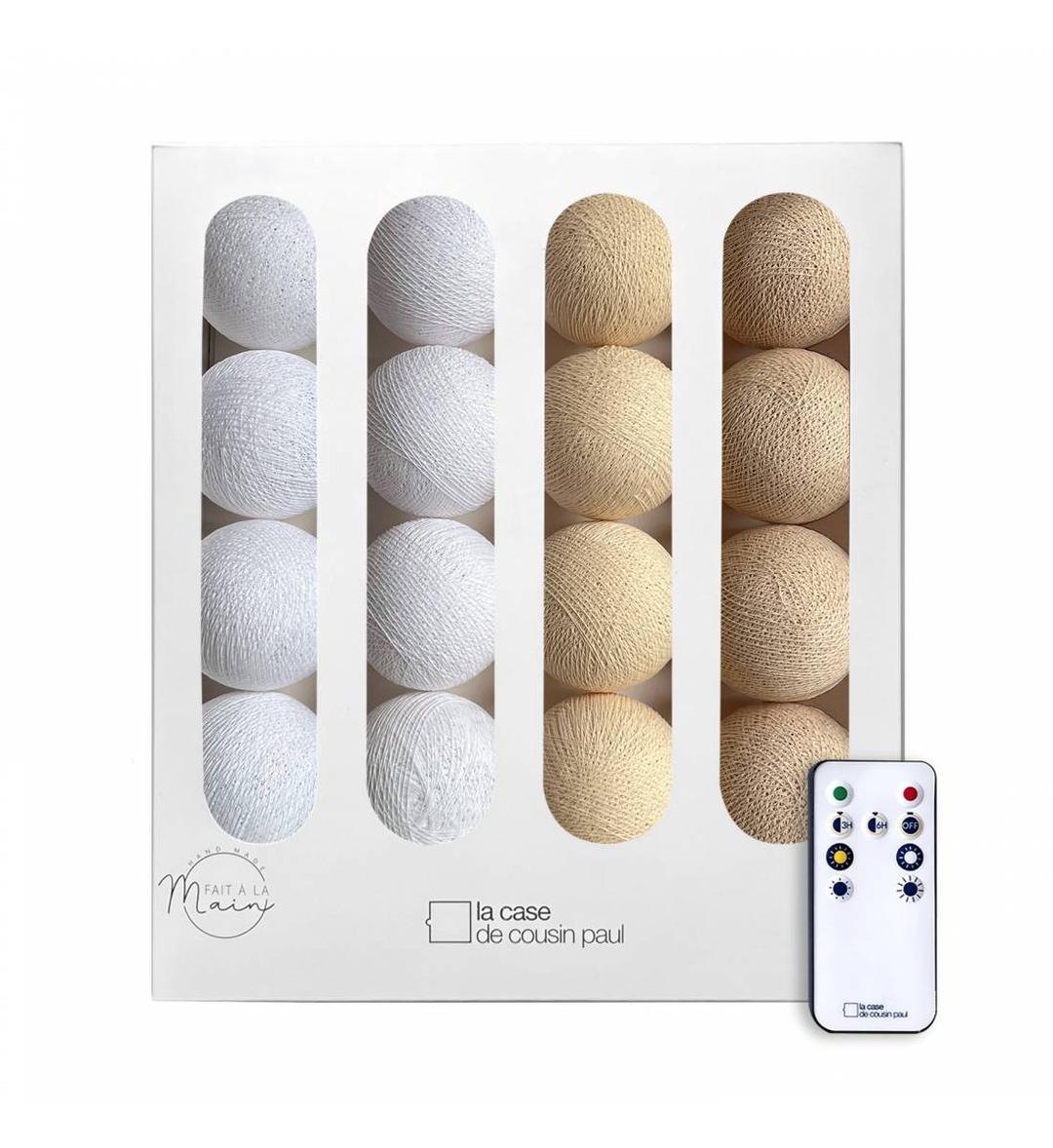 Guirlande lumineuse boule Beige & Blanc