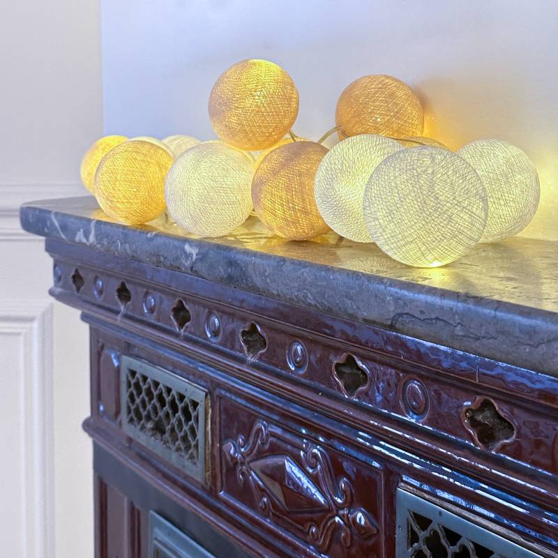 Guirlande lumineuse boule Beige & Blanc