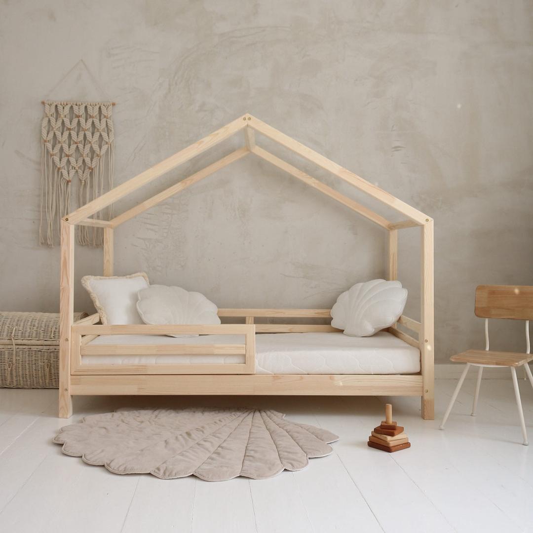Lit cabane avec barrière Filipa 90x190cm blanc