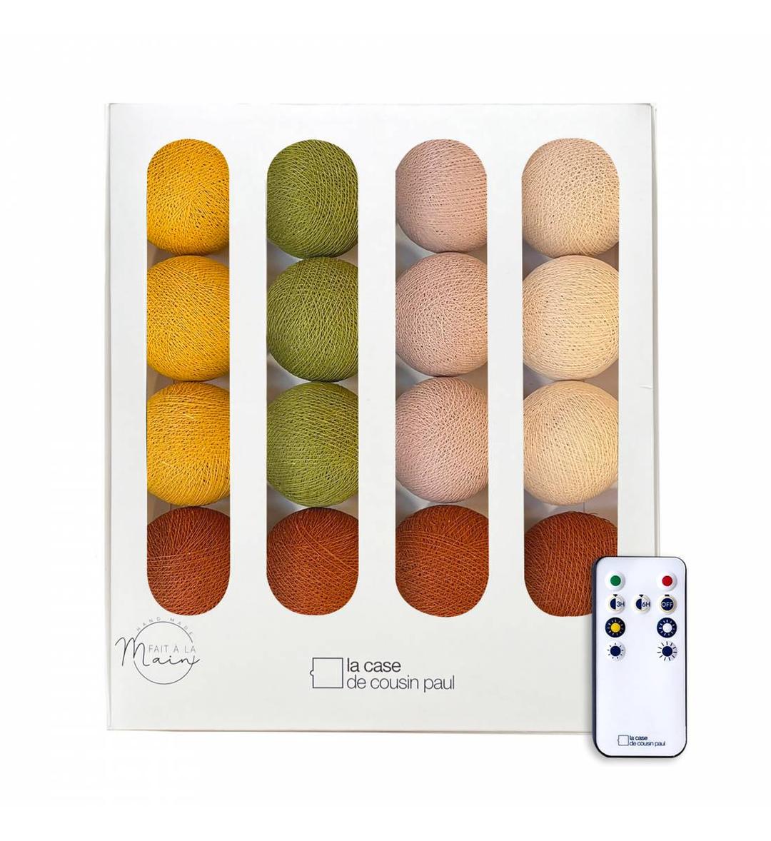 Guirlande lumineuse boule Kaki & Jaune moutarde