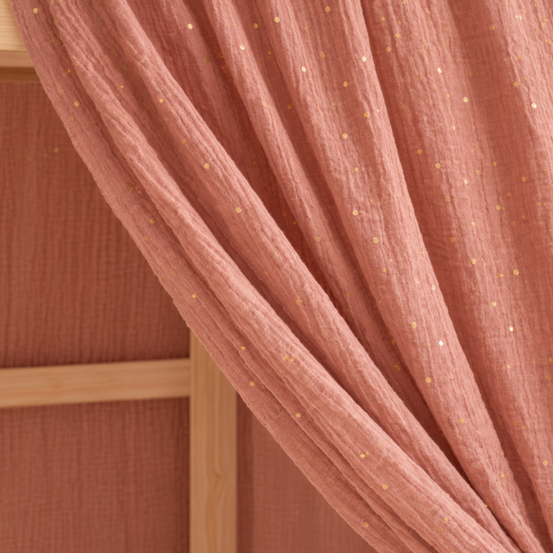 Ciel de lit cabane (pack de 2) Rose pois dorés