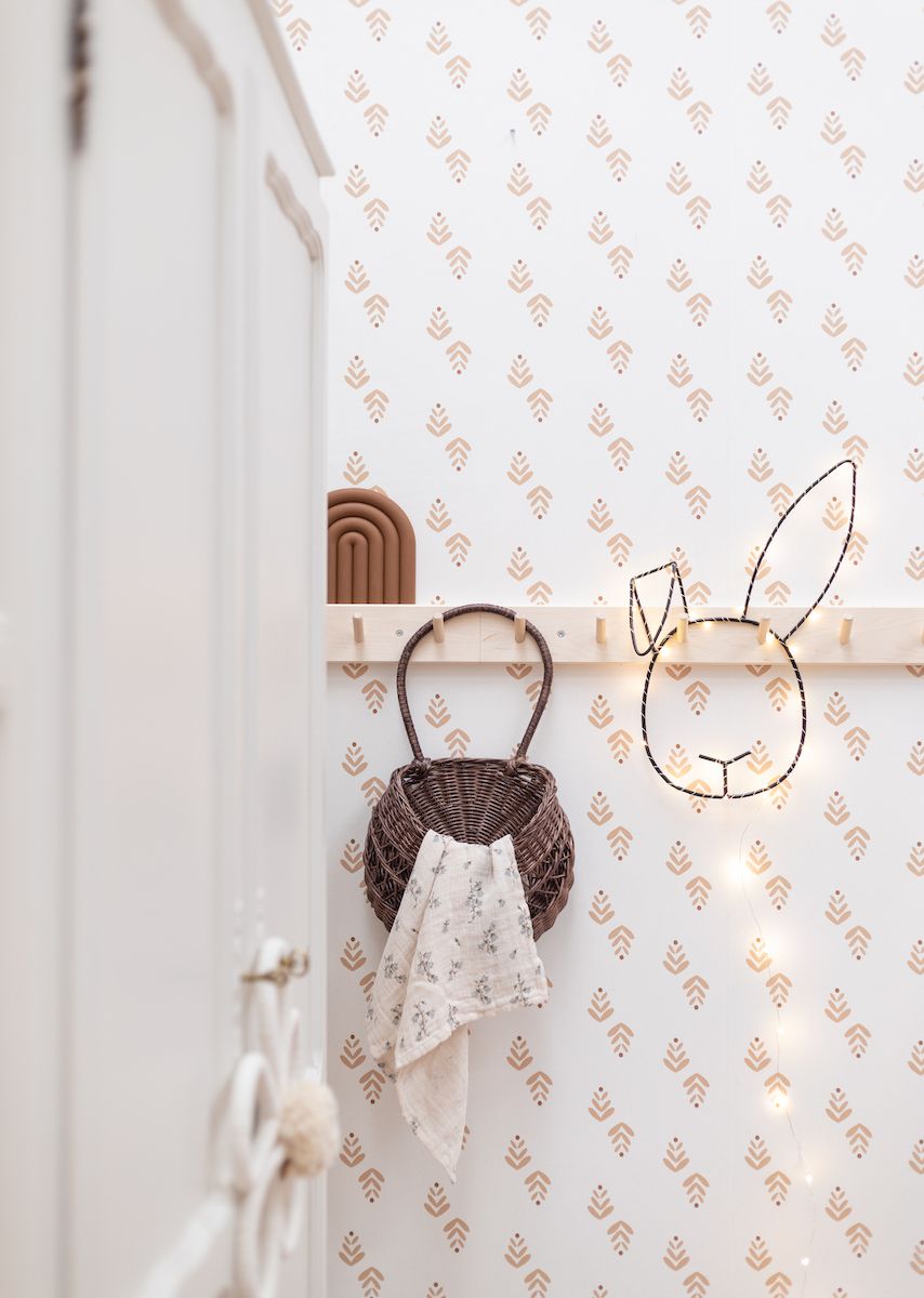 Papier peint chambre enfant Feuilles - Rose & Terracotta