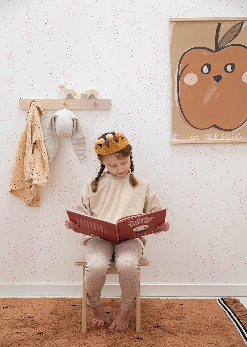 Papier peint chambre enfant Confettis - Rose & Blanc