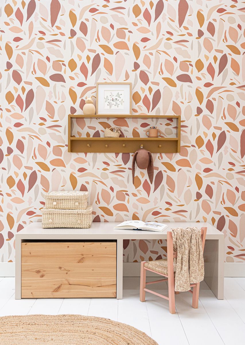 Papier peint chambre enfant motif fruits - Rose, Beige & Terracotta