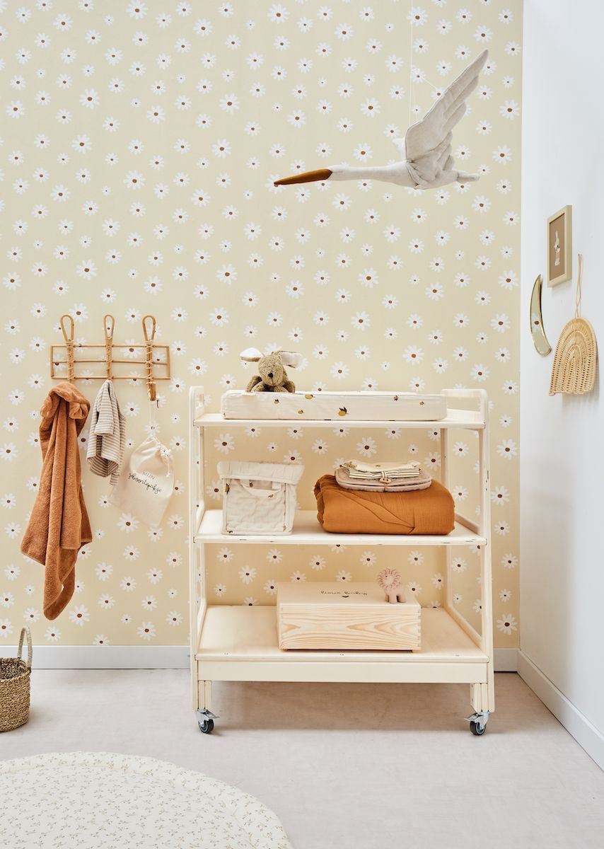 Papier peint chambre enfant Marguerites - Jaune & Blanc