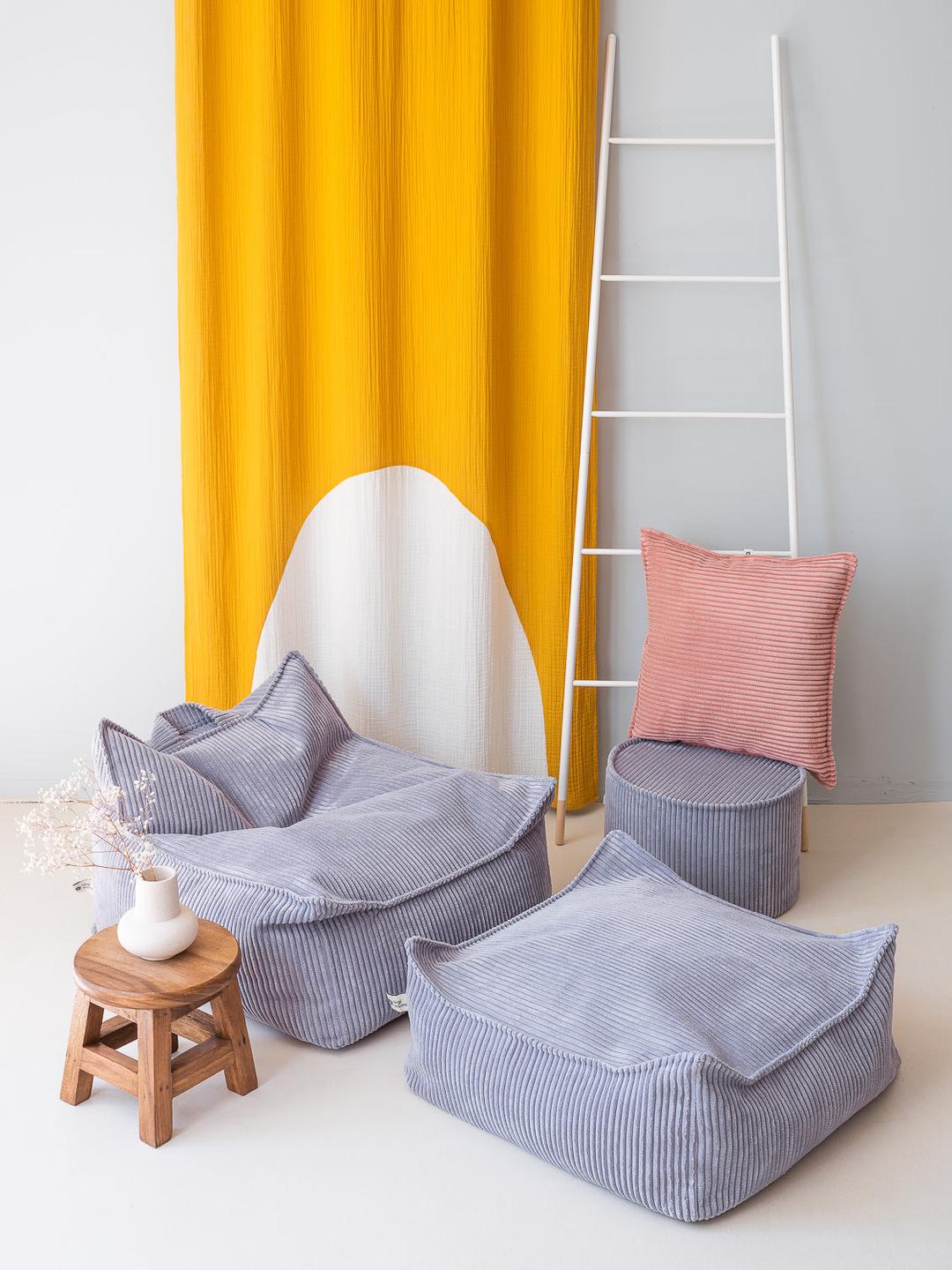 Pouf carré velours Bleu