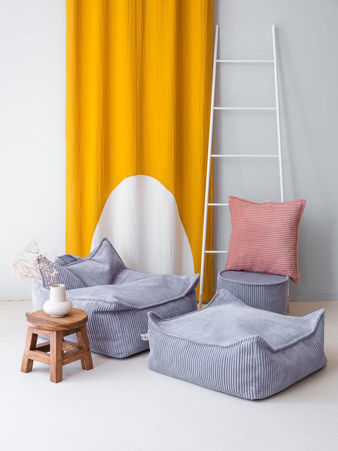 Pouf carré velours Bleu