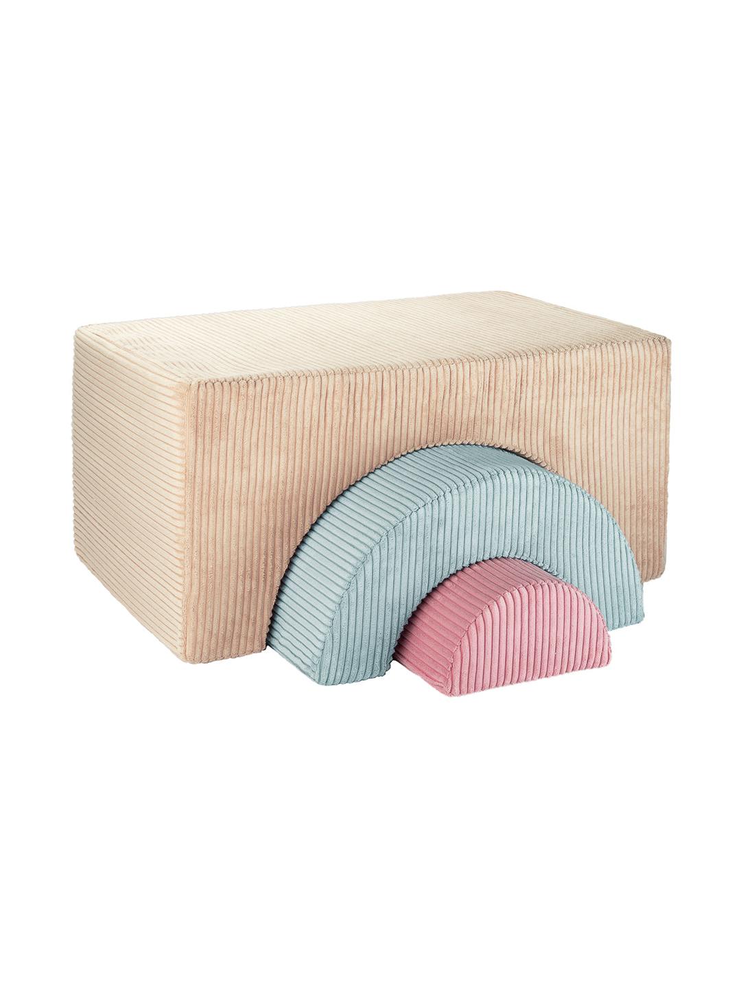 Pouf Montessori arc-en-ciel - Beige Vert & Rose
