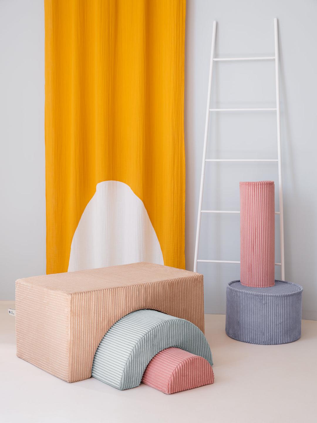 Pouf Montessori arc-en-ciel - Beige Vert & Rose