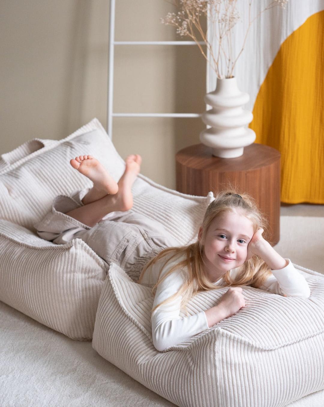 Pouf carré velours Blanc