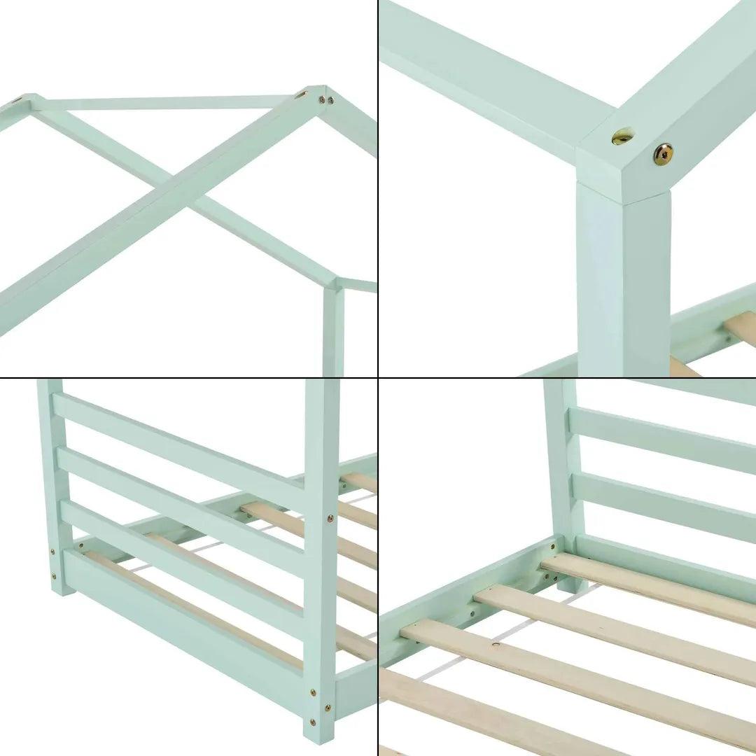 Lit cabane Montessori - 90x200cm - Vert menthe